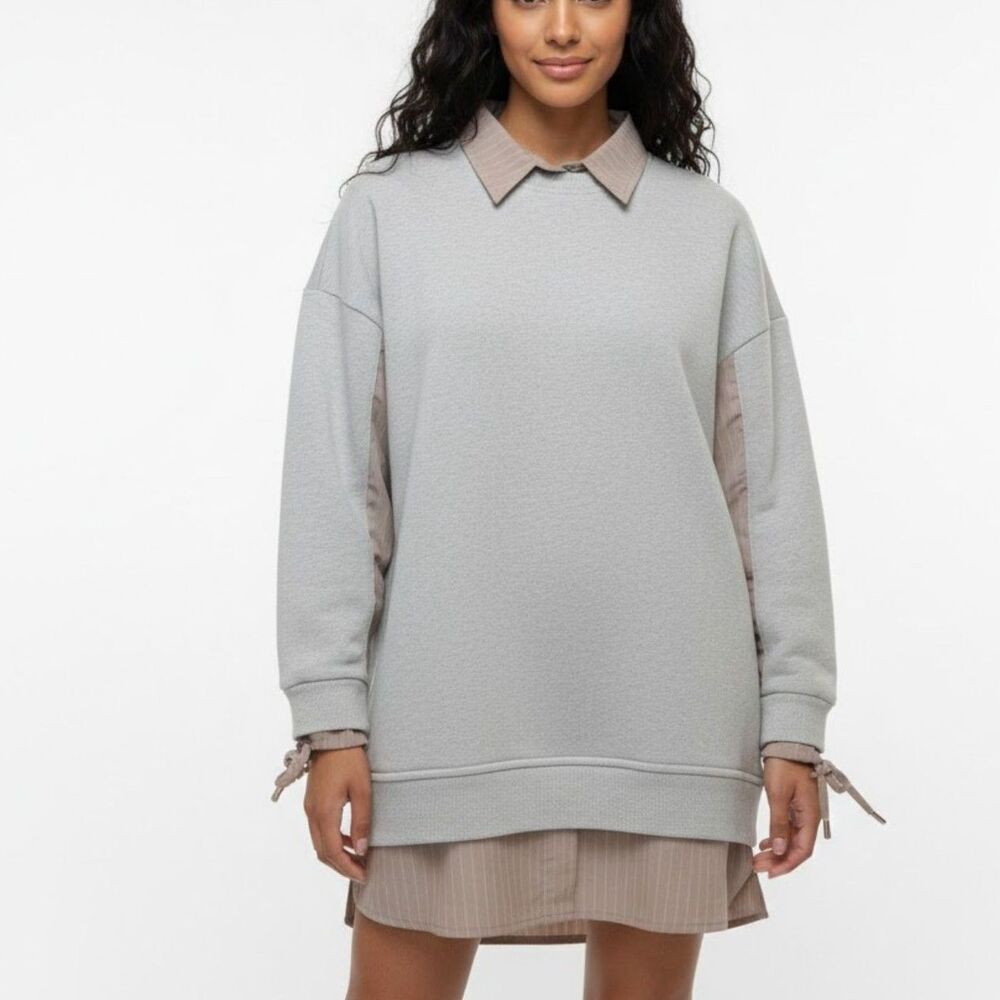 Maniere De Voir Sweater Sweatshirt Dress Pinstripe Dress Shirt - Women’s Large/8